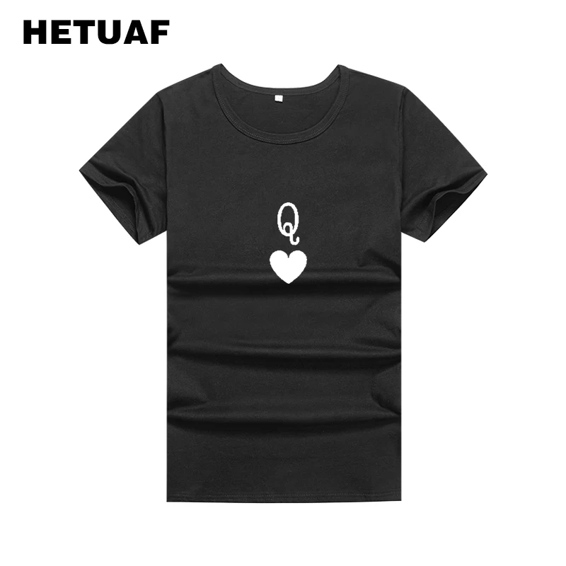 

HETUAF Q LOVE Graphic Tees, женские футболки Harajuku Ulzzang 2018, модная парная футболка для влюбленных, панк рок, Tumblr Camiseta Feminina