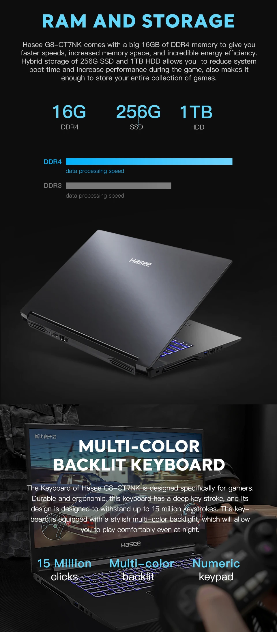 Hasee G8-CT7NK ноутбук для игр(Intel Core I7-9750H+ RTX 2060/16GB ram/256G SSD+ 1T HDD/17,3 ''ips 144Hz 72% NTSC) hasee Notbook