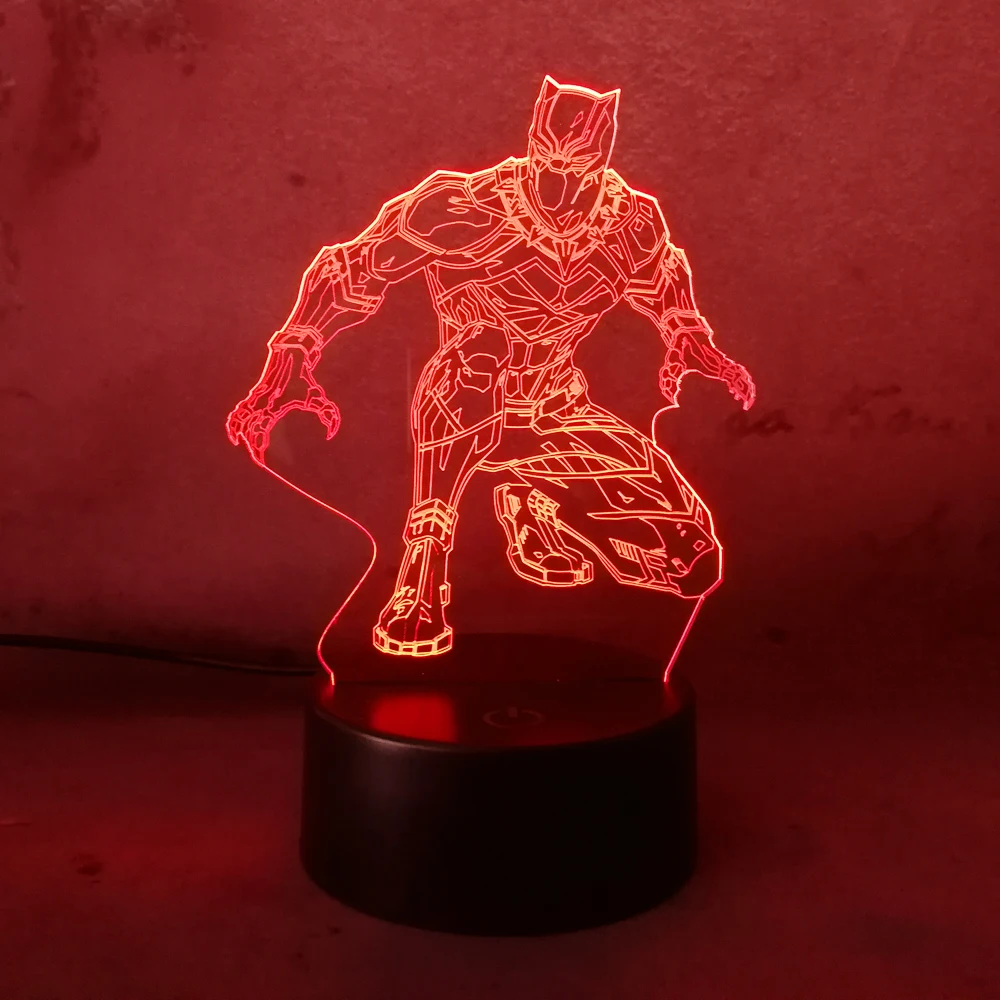 Cool Marvel Hero 3D ночник 7 цветов Человек паук Железный человек Бэтмен чудо женщина