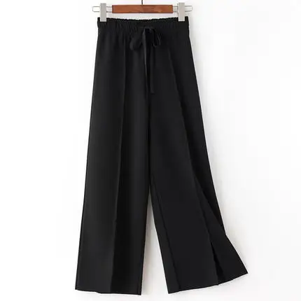 Женские брюки широкие женские высокая талия сплошной цвет на завязках шифон