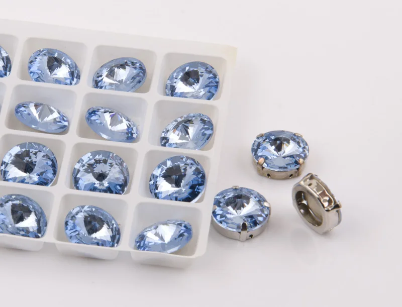 YANRUO #1122 все размеры Свет Сапфир Rivoli Strass Кристалл Швейные горный хрусталь точку