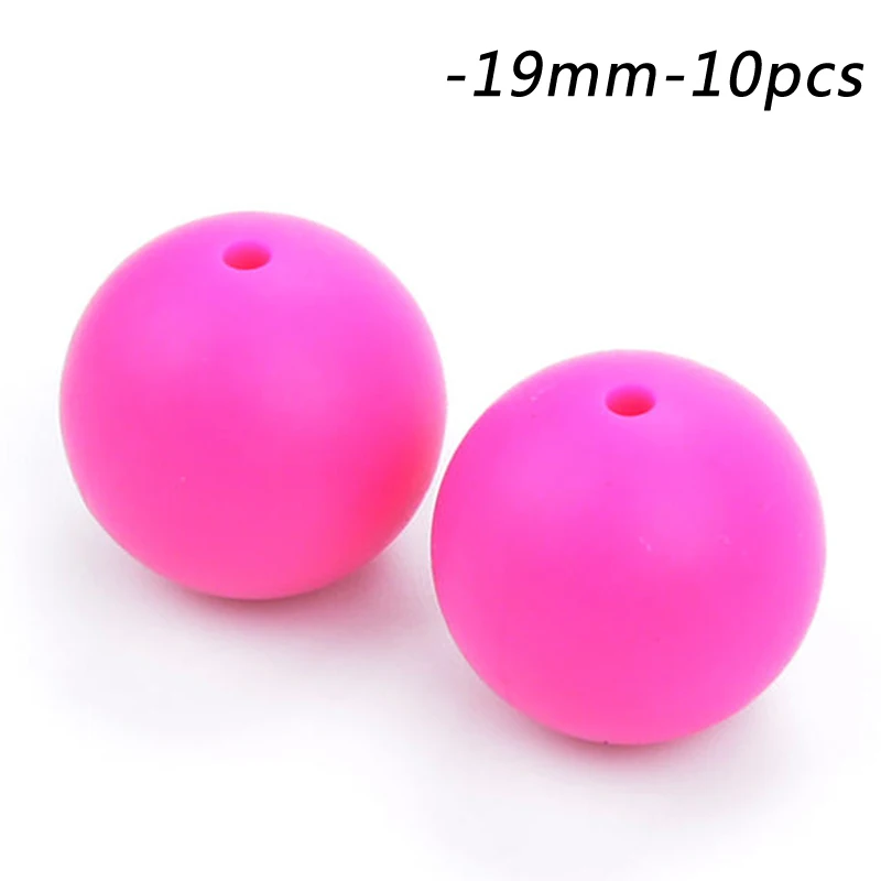 violet red LOFCA силиконовые бусины 19 мм круглой формы 10 шт./лот прорезывание зубов цепочки и ожерелья пищевой для мам Уход DIY Ювелирные изделия Детские Прорезыватели аксессуары - Цвет: violet red