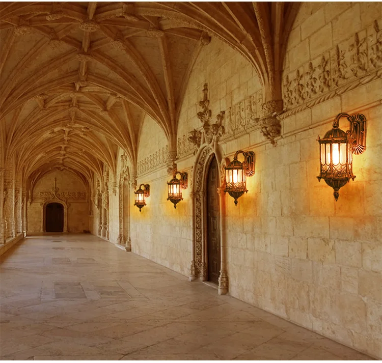 Наружный настенный светильник из алюминия лампа для двора античное стекло бра в