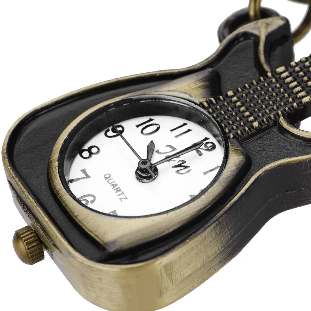 Модные новые карманные часы унисекс для женщин и девочек в форме гитары мужчин