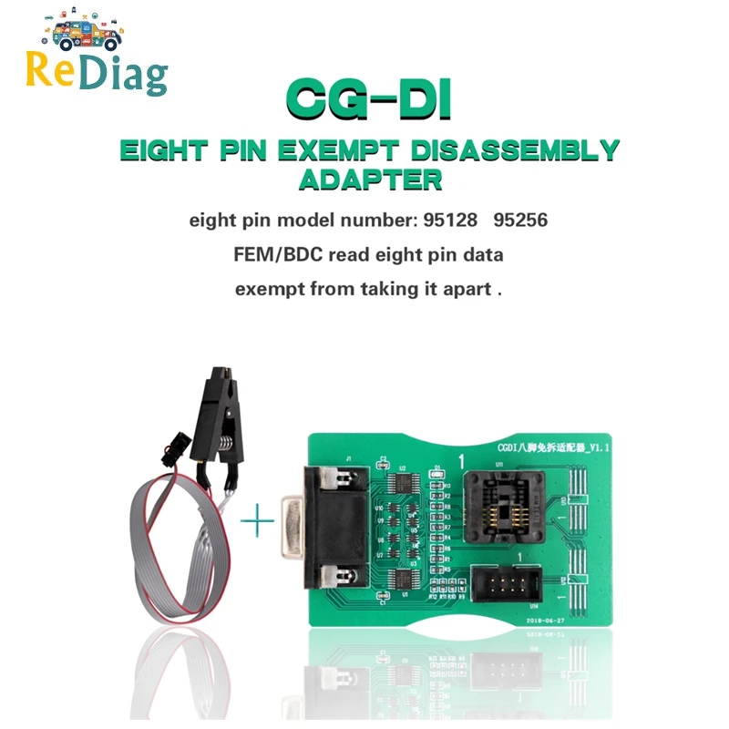 Original 8 Pin Exempt Disassembly Adapter For CGDI Prog BMW Function FEM/BDC Read Data 95128/95256 Works XPROG 5.74 | Автомобили и