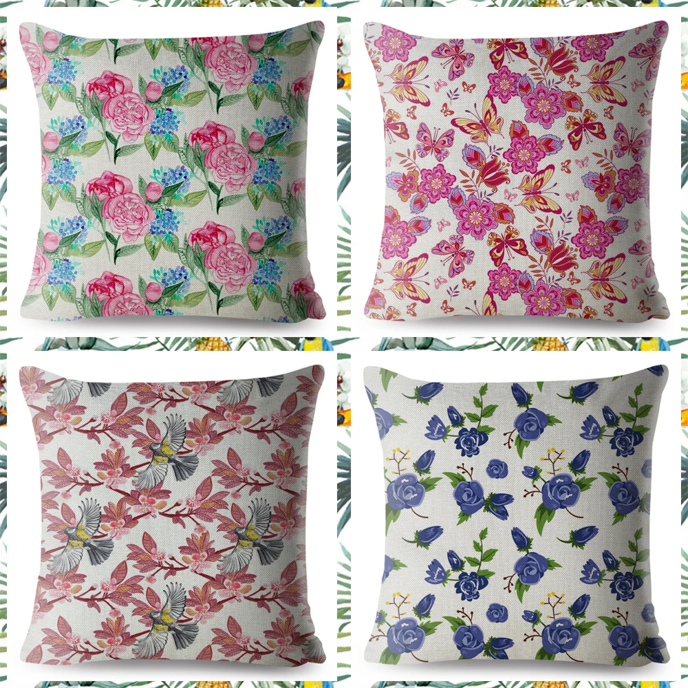 Nordic style Tropical leave Cushion Cover for Sofa Home Decor Pillowcase Print Patchwork Plant Animal Pillow Case Linen 45*45cm | Дом и сад