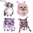 Prajna теплопередающая наклейка с изображением птицы совы, виниловая термоклейкая наклейка с изображением утюга, нашивки для одежды, Детские термотрансферные Мультяшные аппликации