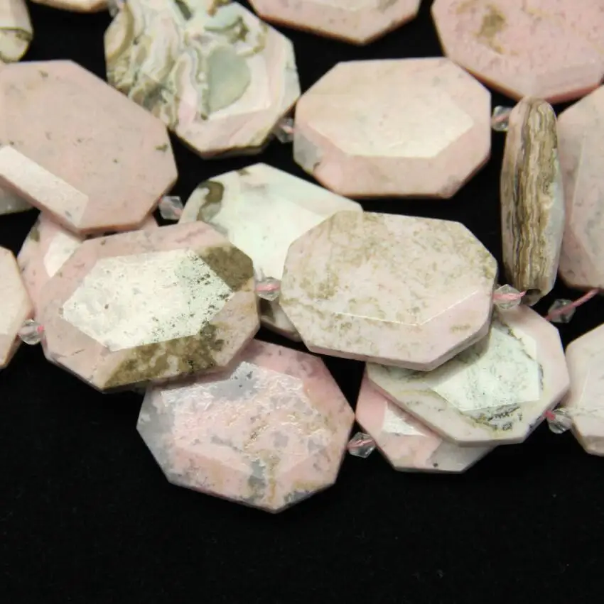 Rhodonite Octangle кулон бусины просверленные посередине граненые Плоские Плиты
