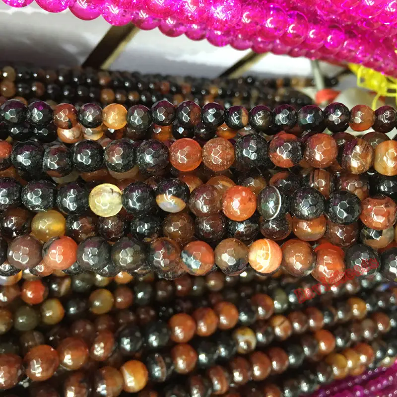 Натуральный граненый камень в полоску: агат турмалин цветные круглые свободные