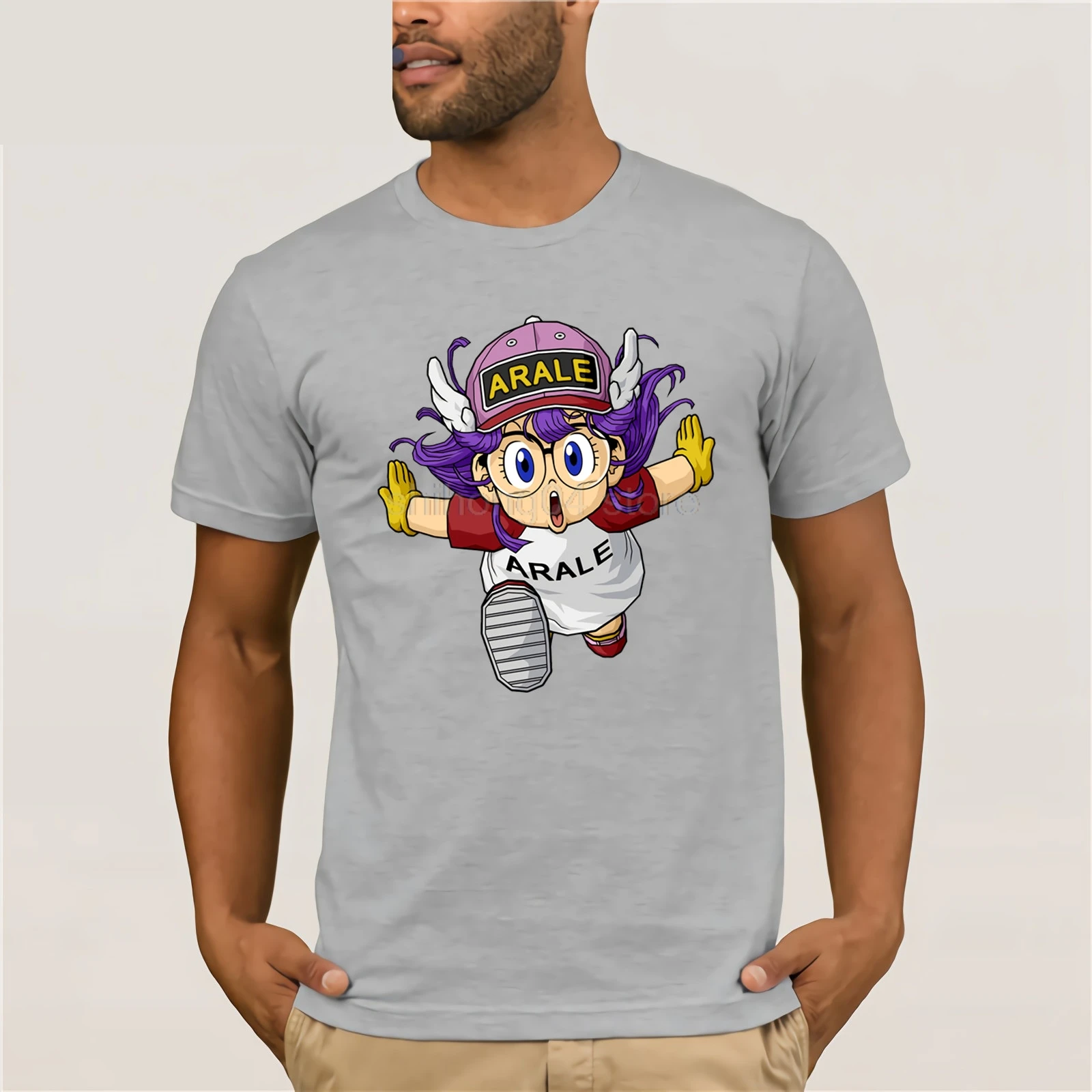 Хлопковая футболка для мужчин Arale аниме забавные футболки взрослых круглый