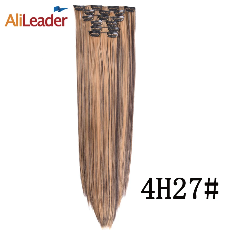 4H27 Alileader, 55 см, натуральные густые Длинные Синтетические волосы, удлинение, жаростойкие волосы на заколках, кудрявые, 22 дюйма, блонд, коричневый, 1 шт - Цвет: 4H27