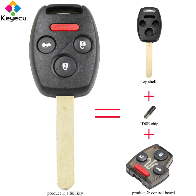 KEYECU сменный дистанционный ключ с 3 1 4 кнопками и чипом ID8E 313 8 MHz/Pair плата управления