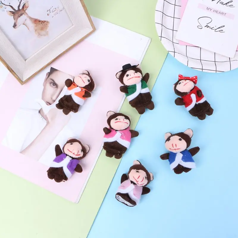 7 шт. мультфильм животных кукла в форме обезьяны палец набор куколок-марионеток