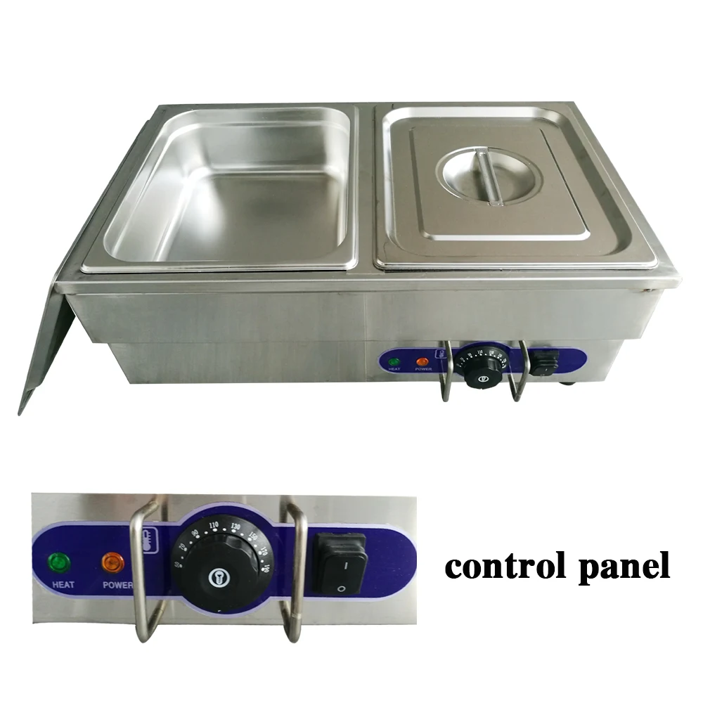 Горячая Bain Marie 2 Кастрюли Электрический подогреватель пищи нержавеющая сталь столешница коммерческий суп буфет грелка