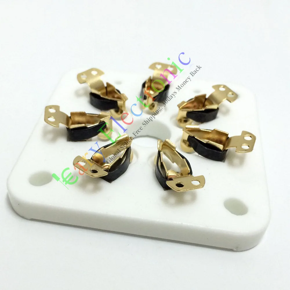 Wholesale and retail 8pc 7pin GOLD Ceramic vacuum tube socket valve 813 FU-13 4B27 5-125B 8001 amp free shipping |