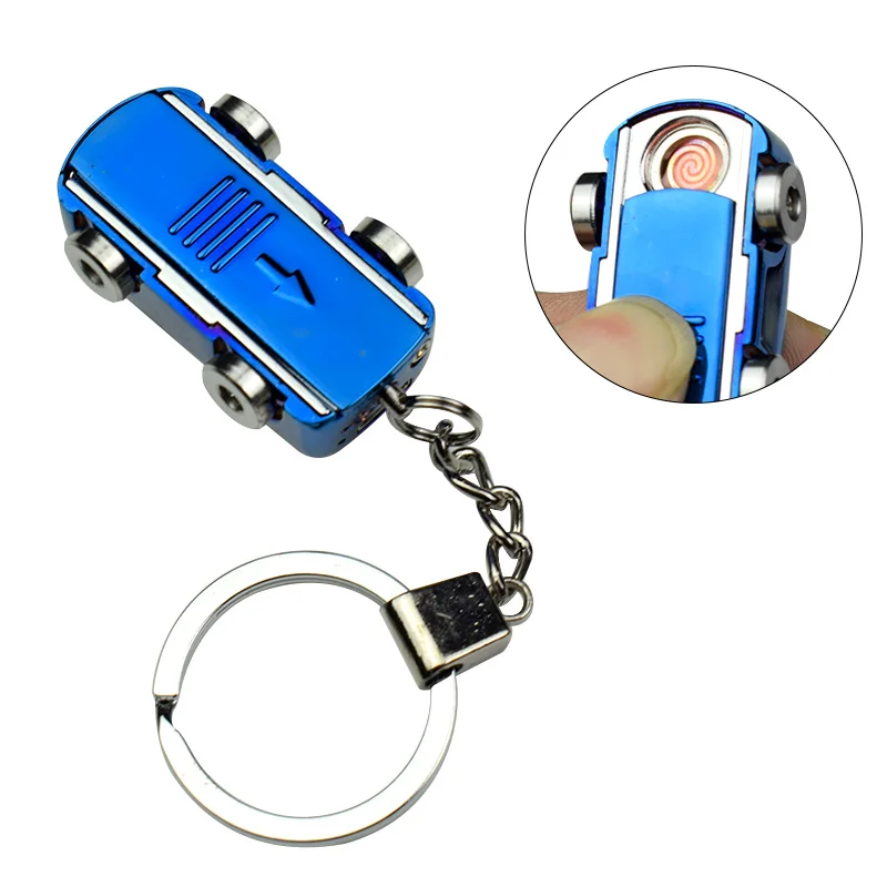 Портативная Мини Электронная Зажигалка Ветрозащитная USB с кольцом для ключей