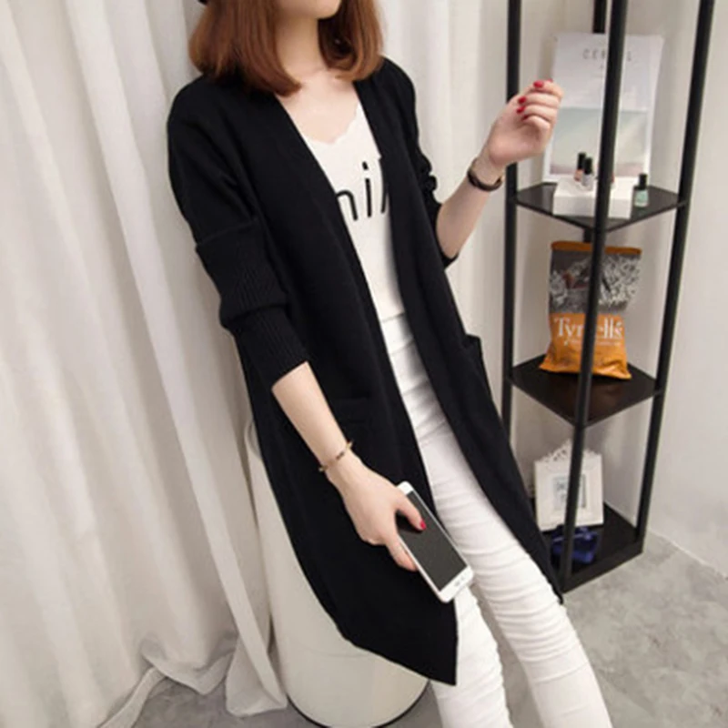 Autumn Winter Sweater Long Cardigan Female Fashion Sleeve Tricot Women Jacket Tops Coat |