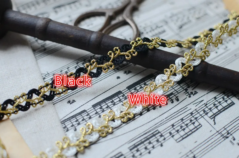 10 ярдов/волна с блестками Детские носки кружевом черный белый цвет ленты 1 см