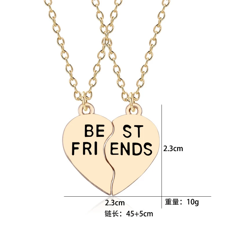 New Fashion 1set(2PCS) Best Friend Heart Pendant Friends Necklace BFF Beads Chain Children Jewelry Girls Gift | Украшения и