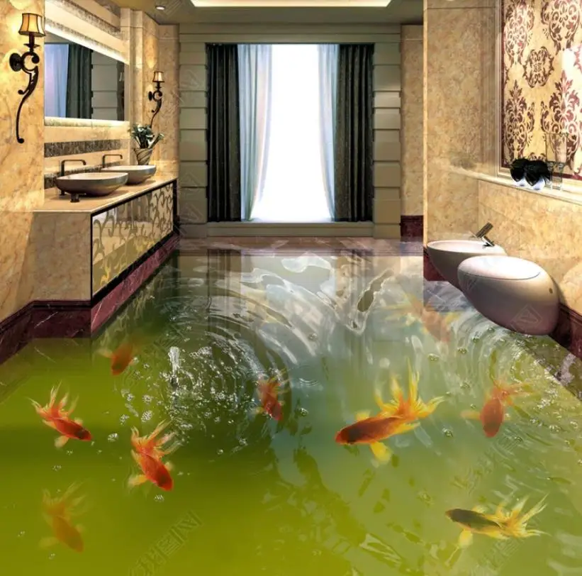 Детская комната 3d полы фото обои рыбы школы гостиной ПВХ водонепроницаемый настроить 3d пол живопись