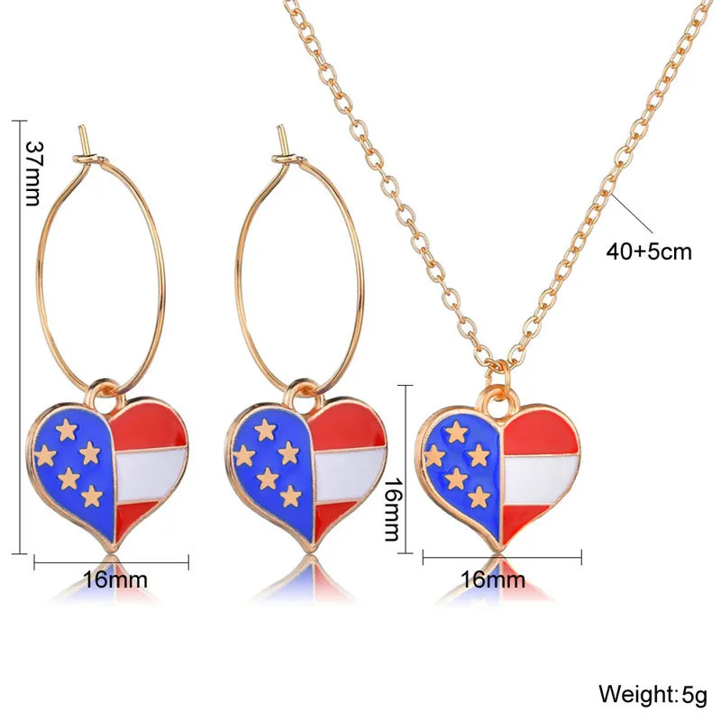 DANZE Hot Selling Jewelry Set Heart LOVE America Gold Color Circle Drop Earrings Pendant Necklace for Girls | Украшения и
