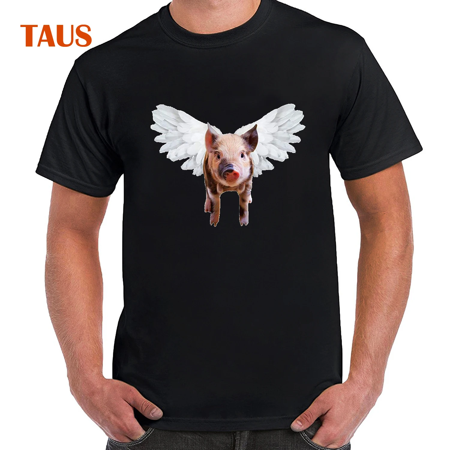 When Pigs Fly смешные футболки Flying Pig Крылья Ангела tee | Мужская одежда