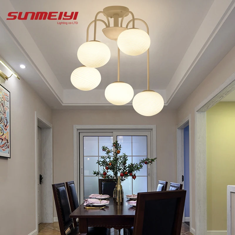 Современные светодиодные потолочные лампы стеклянный абажур для спальни кухни