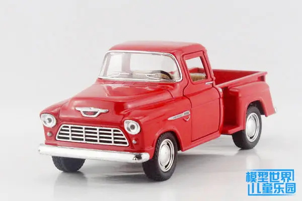 Красный KINSMART литая металлическая модель/1:32 весы/1955 Chevrolet Chevy Stepside пикапа Игрушечная машина/образовательная Коллекция/подарок для ребенка - Цвет: Красный