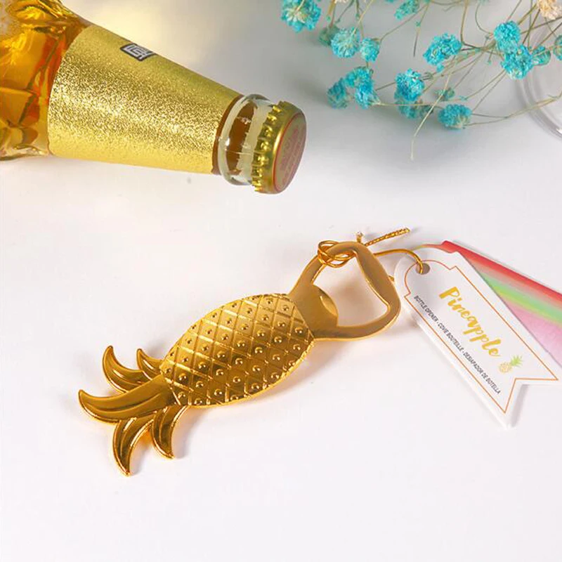 

(20 pieces/lot) New Wedding Bridal Favors Gift For Guests Gold Pineapple Beer Bottle Opener For Wedding Souvenir BO026