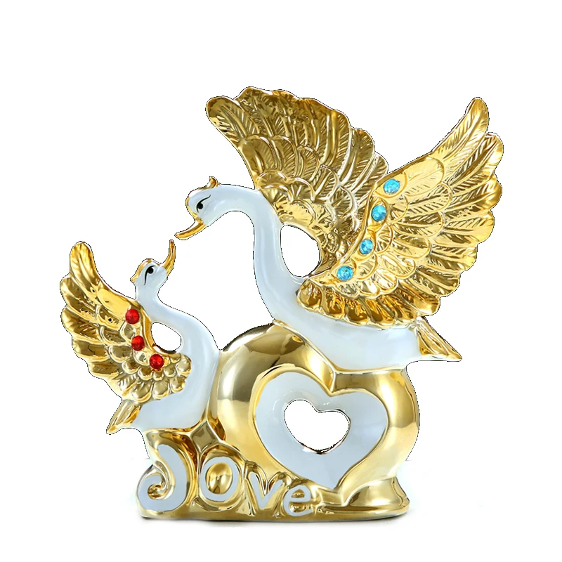 

Gold Plated Swan Ornaments Ceramic Wedding Gifts Wedding Gifts Valentine's Day Home Decoration TV Cabinet Living Room Ideas