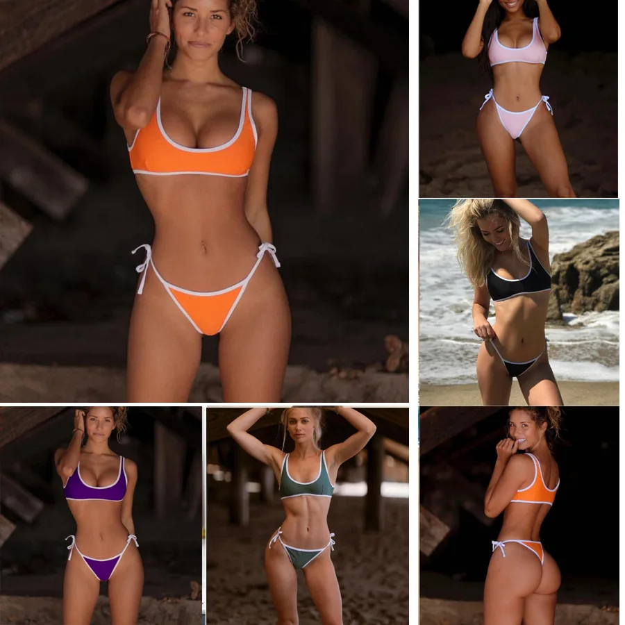 Женский жилет топ бикини женский летний купальник с низкой талией вязаное