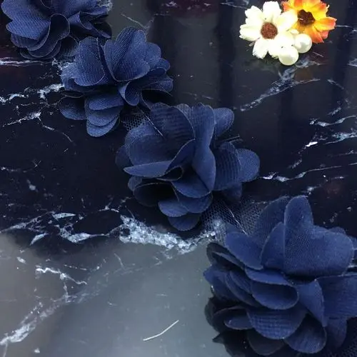 H126- Black blue 118 штук, 6 см, шифоновые цветы, ткань, цветок, сделай сам, аксессуары для волос, платье, украшения для повязки на голову, свадебные и вечерние украшения - Цвет: H126- Black blue