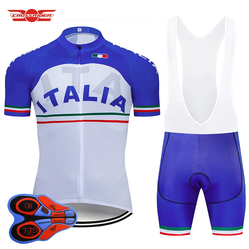 Jersey and bib pant Crossrider ITALIA Велоспорт Джерси MTB Униформа Мужская одежда для велосепидистов короткий комплект Ropa Ciclismo велосипедная Одежда Майо кулот - Цвет: Jersey and bib pant