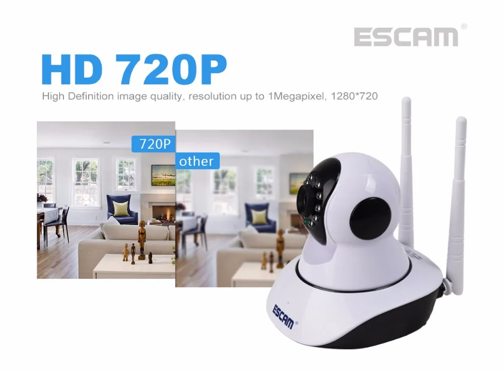 ESCAM CamHi G02 720P двойная антенна домашняя камера панорамирование/наклон WiFi IP IR камера Поддержка ONVIF видео монитор IP камера