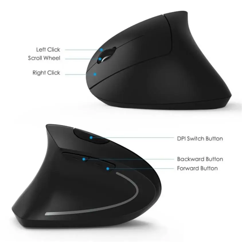 Binmer New Arrival 6D 2.4G Wireless Mouse Ergonomic Vertical Left hand Optical 1600DPI Gaming Mini Mice For PC Computer 18AUG7 | Компьютеры