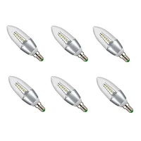 6pcs c35 silver shell 7w e14 led candle lights 600lm starry sky candelabra bulb 35smd 2835 cool white decorative for home hotel