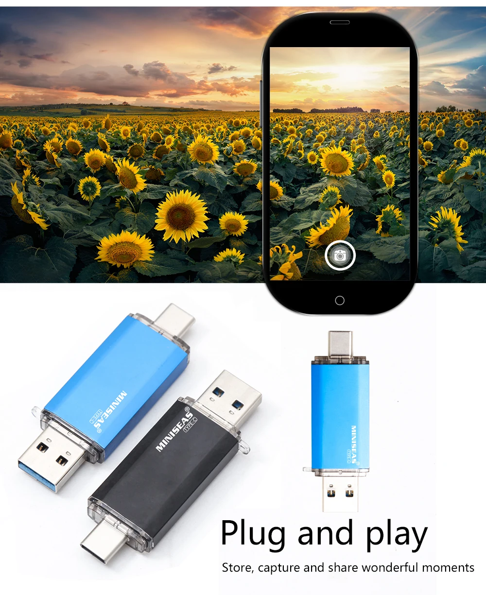 OTG usb 3,0 и type-c usb флеш-накопитель 16 ГБ 32 ГБ 64 Гб Флешка двойной флеш-накопитель для type-c android системы Miniseas