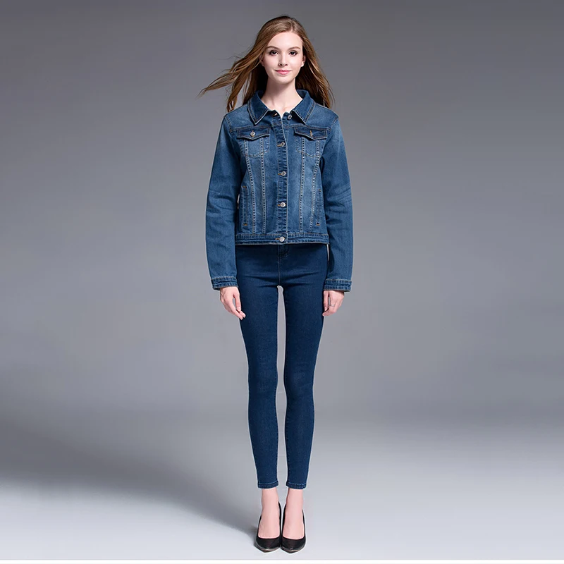 Voobuyla 2019 Casual Spring Vintage Demin Jacket For Women Plus Size 5XL Loose Basic Coats Fashion Long Sleeve Slim Jeans | Женская