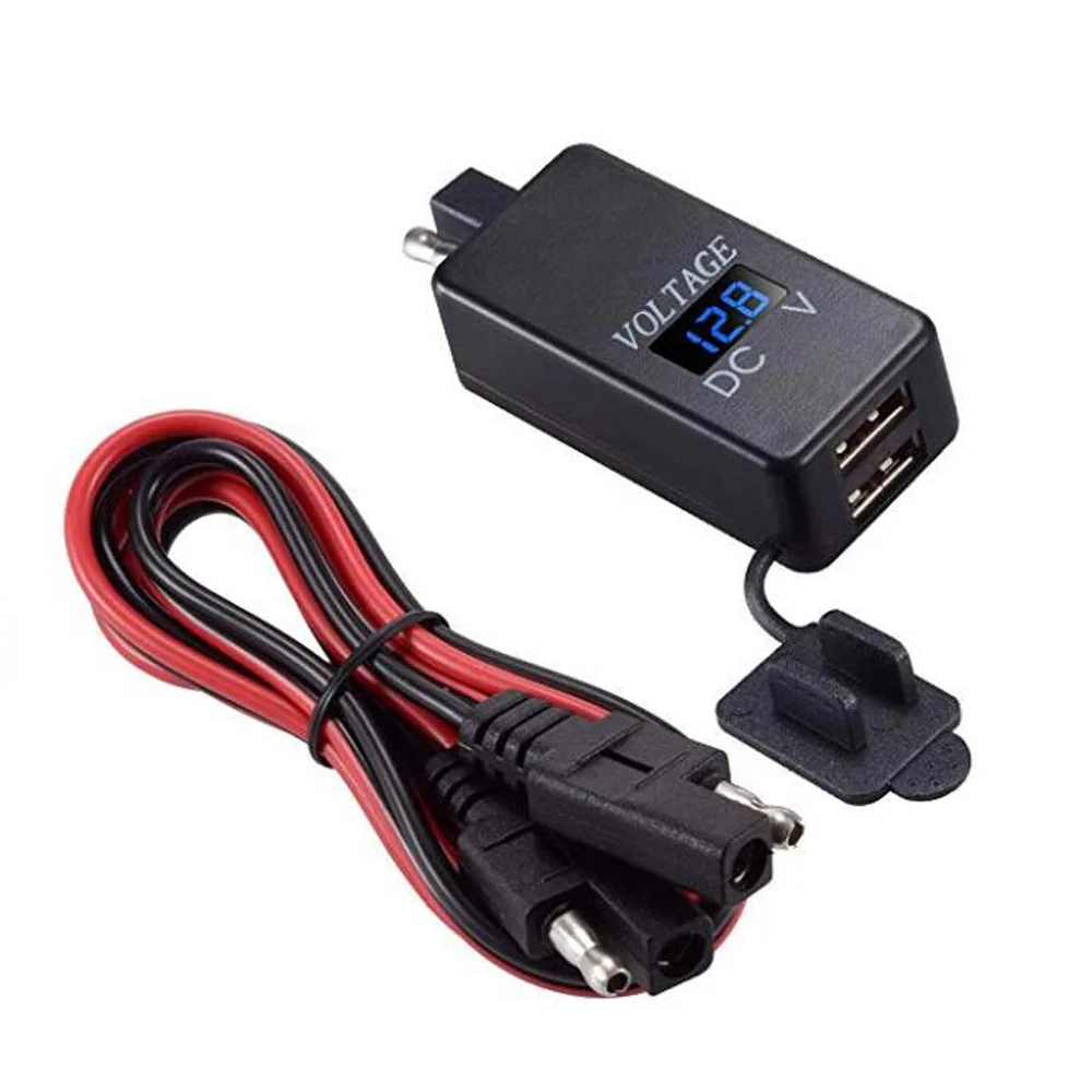 Мотоцикл SAE к USB адаптер с Вольтметр БЫСТРОРАЗЪЕМНАЯ Вилка Водонепроницаемый