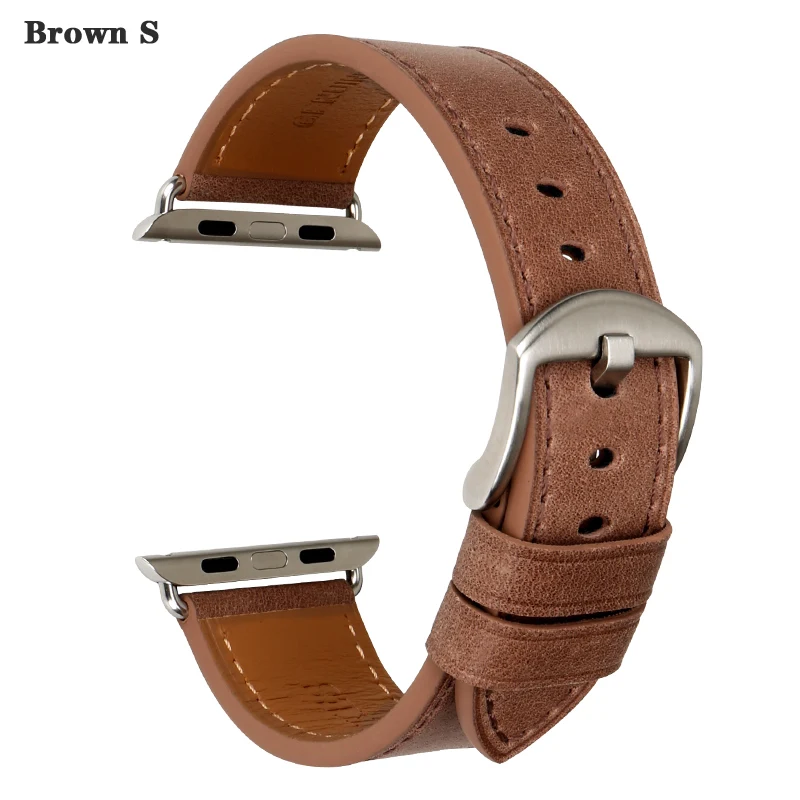 Аксессуары для часов Ремешок для часов из натуральной кожи для Apple Watch Band 44 мм 40 мм& Apple Watch Band 42 мм 38 мм iwatch Series 1 2 3 4 - Цвет ремешка: Brown S