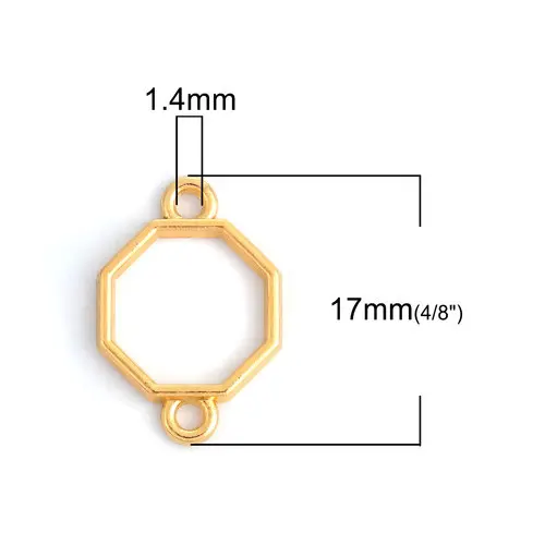 DoreenBeads рамка из смолы открытая оправа пустая Подвеска DIY металлическая рамка для изготовления ювелирных изделий из смолы цветок шестиугольник золотой цвет 20 шт
