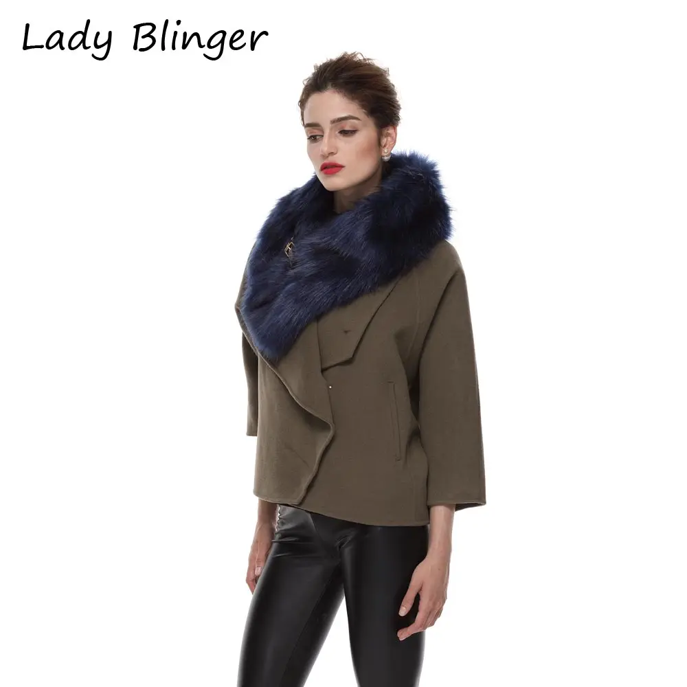 Женский темно-синий шарф из лисьего меха искусственный меховой палантин с