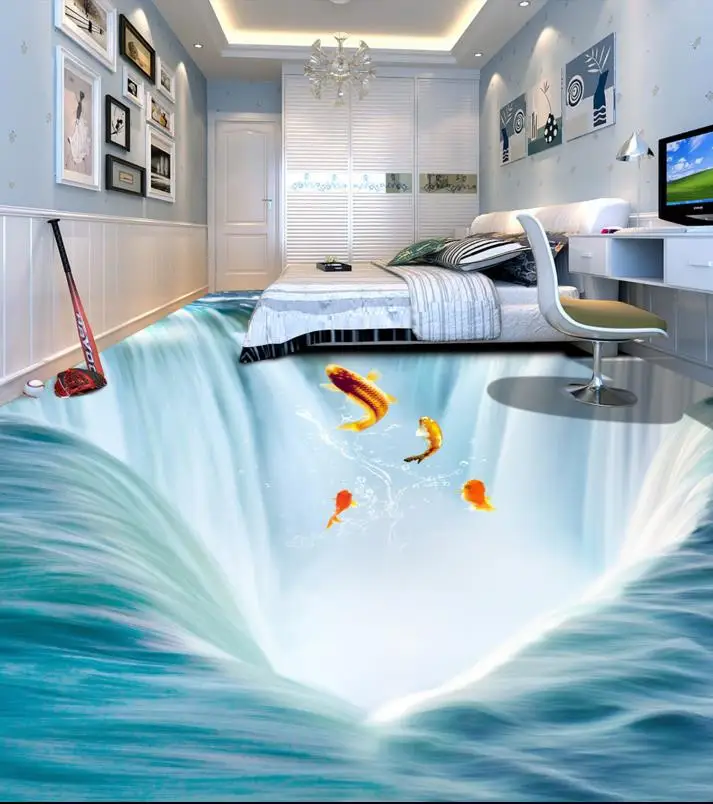 3d полы пользовательский настенные обои природный Большой Водопад воды напольная
