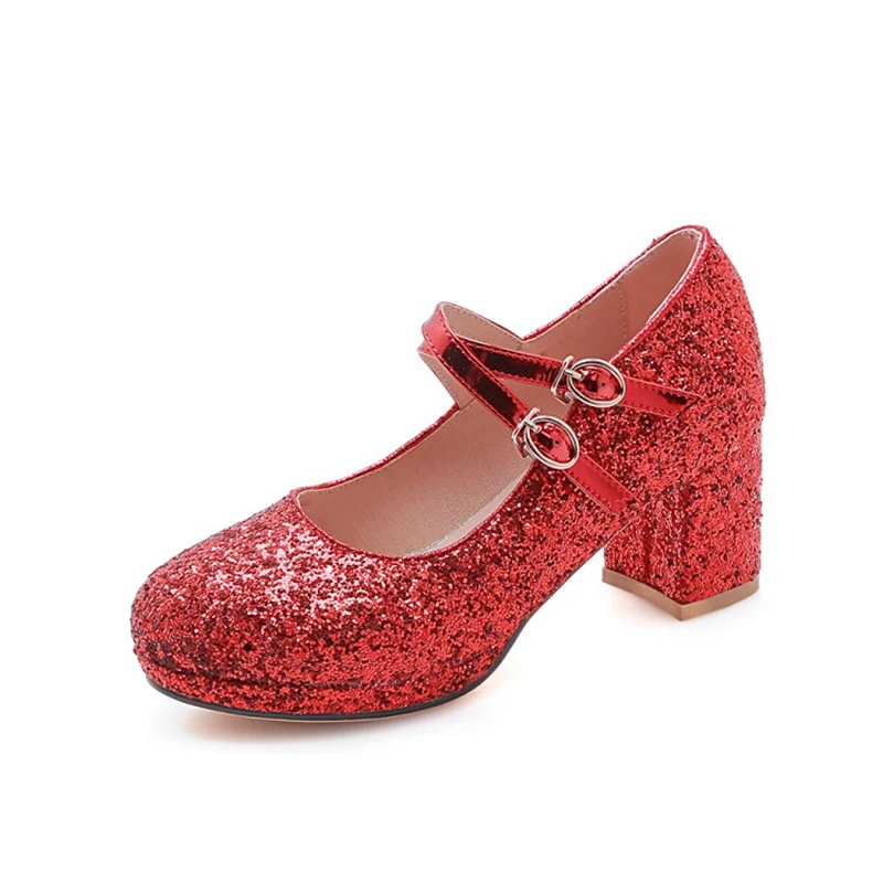 red 1 ORCHA LISA/свадебные туфли с острым носком; коллекция года; женские туфли-лодочки; блестящие стразы; ремешок на щиколотке; квадратный каблук; модельные туфли для вечеринки; цвет золотой, серебряный - Цвет: red 1