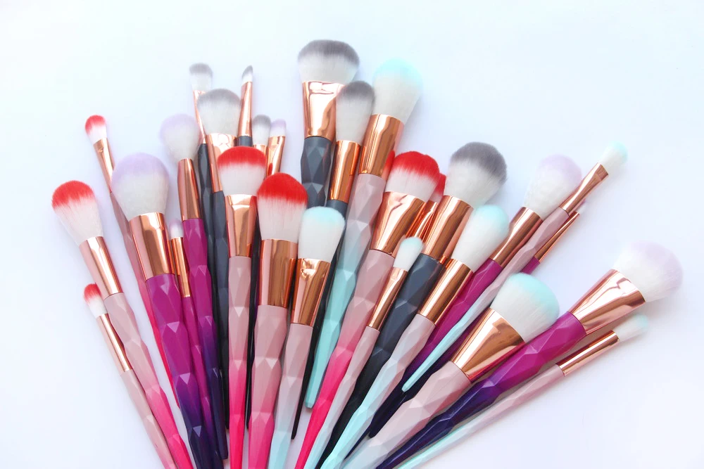 4 вида цветов Единорог ромбовидной формы набор кистей для макияжа Macarons цвет лица