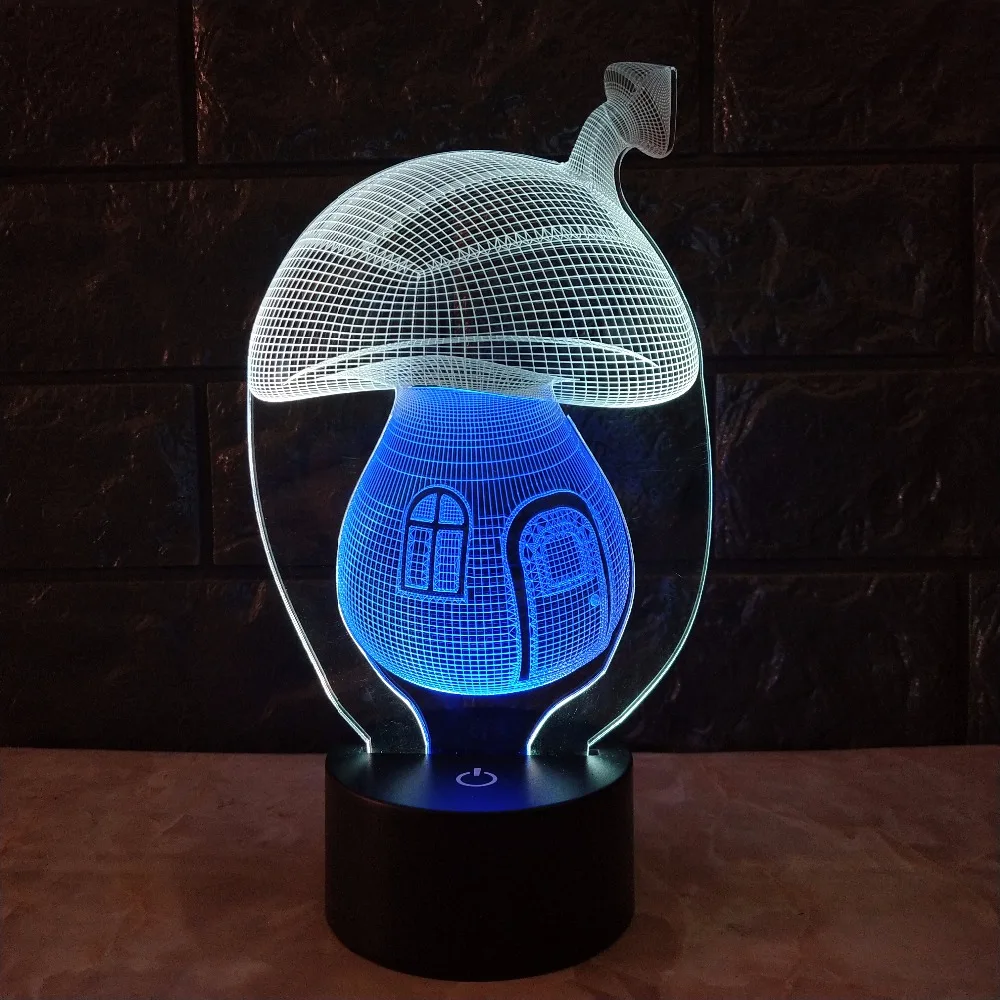 Новая кавайная 3D лампа гриб USB Ночник светильник смешанный цвет настроение