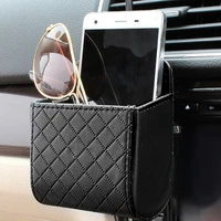pu leather car outlet air vent trash box auto mobile phone holder bag pouch organizer hanging box car supplies accessories