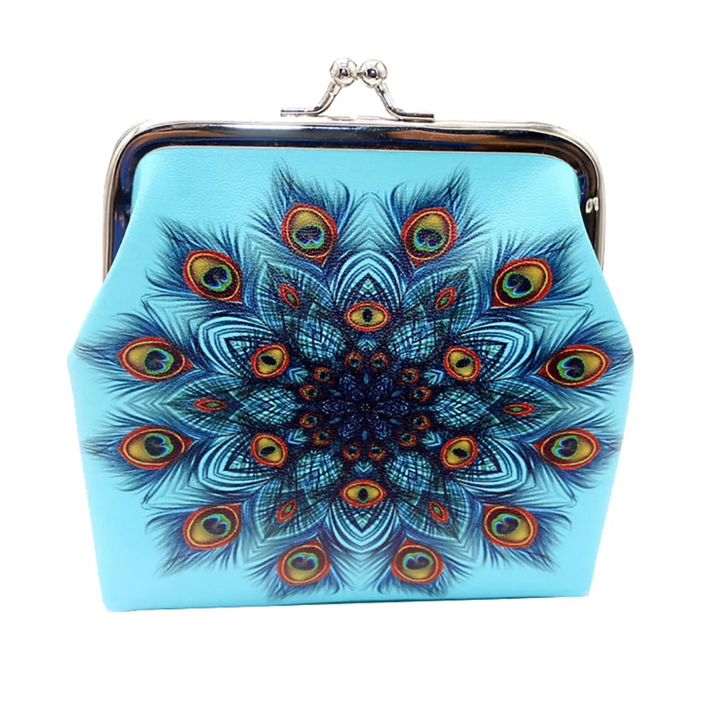 Модный женский кошелек для монет с геометрическим узором портмоне пряжкой мини