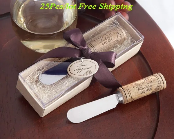 (25 Pieces/lot) wine-themed wedding favors of Vintage Reserve Stainless-Steel Spreader with Wine Cork Handle Wedding gifts | Дом и сад