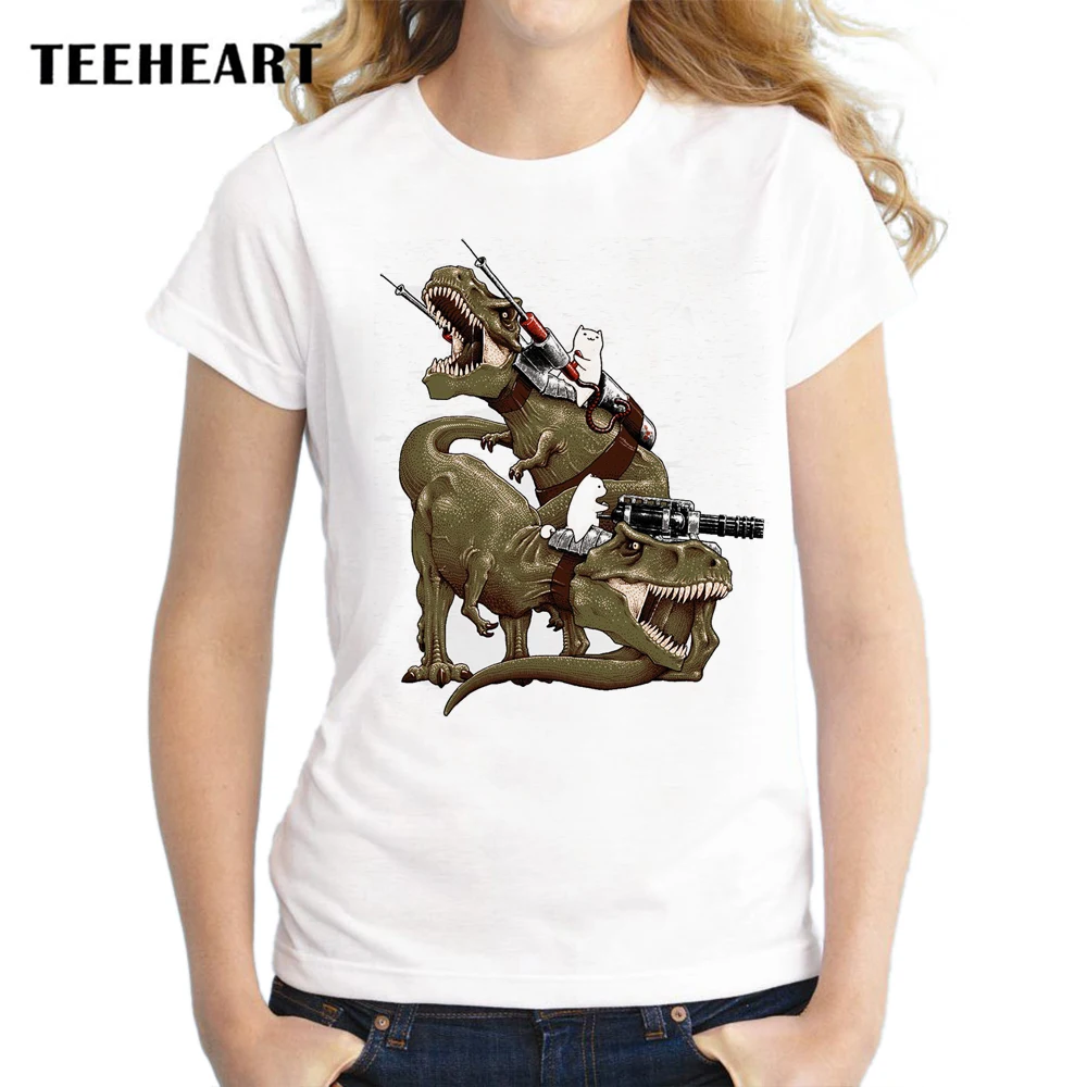 TEEHEART 2017 летняя футболка с принтом динозавра клана для женщин Harajuku аниме женская